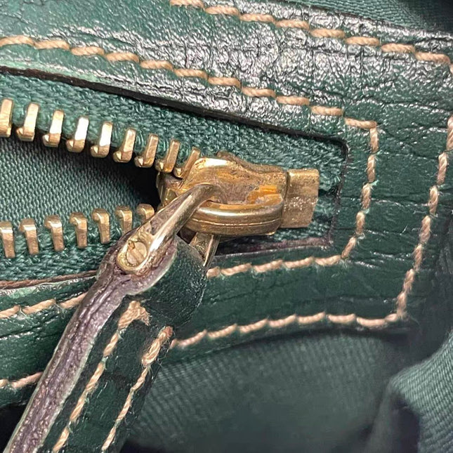 Gucci Large Vintage Green Leather and Monogram Side Horsebit Shoulder Bag