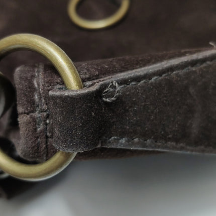 Miu Miu Brown Suede Leather Shoulder Bag Snap Hook
