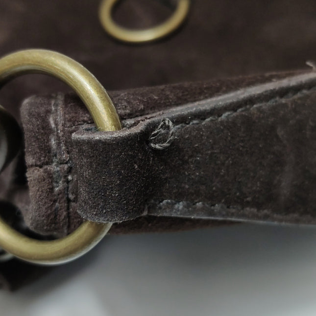 Miu Miu Brown Suede Leather Shoulder Bag Snap Hook