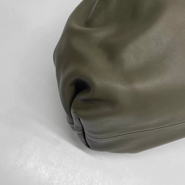 Bottega Veneta Pouch Calfskin Leather Dark Green Large