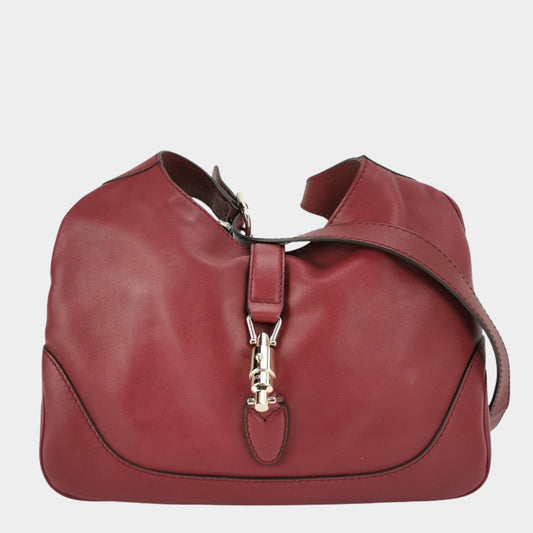 Gucci Jackie 1961 Soft Medium Leather Bag Burgundy Red-Luxbags