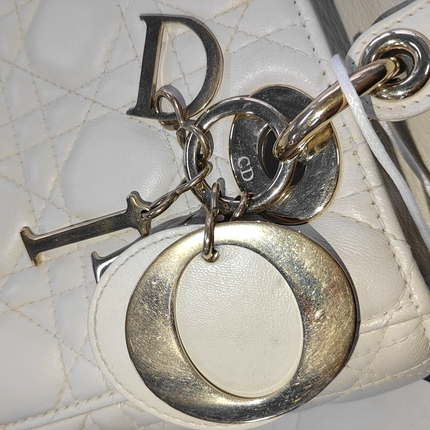 Lady Dior Small My Abcdior White Ecru Lambskin Cannage Leather