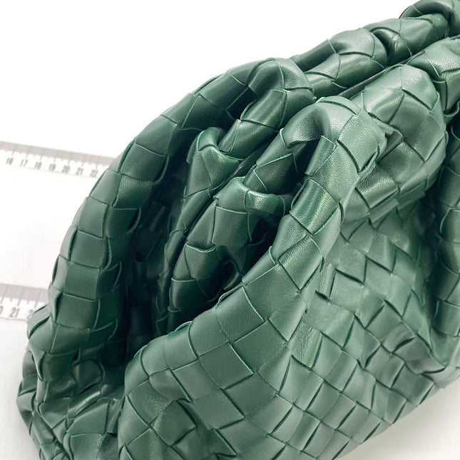 Bottega Veneta Pouch Large Intrecciato Dark Green Calfskin Leather Clutch
