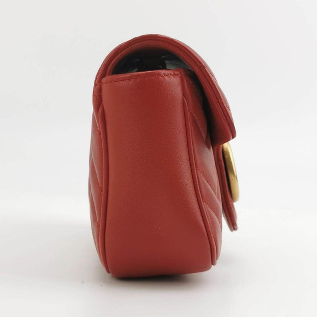 Sold Gucci Marmont Super Mini Flap Leather Bag Red Leather