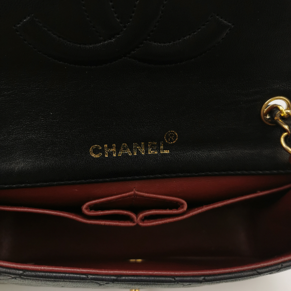 Sold Chanel Classic Flap Mini Vintage 1989-1991 Black Lambskin Leather with 24k Gold Hardware