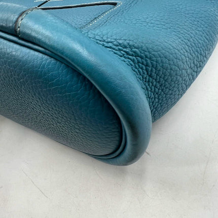 Hermès Taurillon Clemence Good News 28 PM Blue Jeans Hobo Crossbody Bag