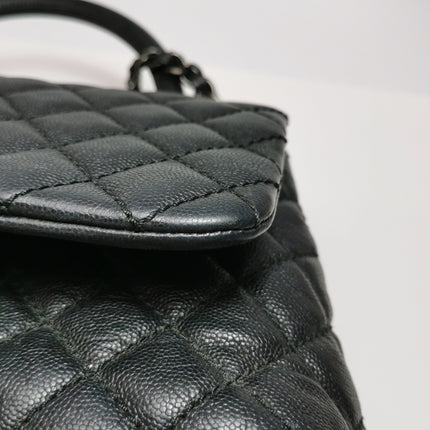 Chanel Coco Handle Medium Black Caviar Leather Silver Hardware, 2016