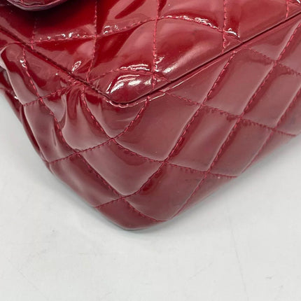 Chanel Classic Flap Medium 2011 Red Patent Leather Silver Hardware