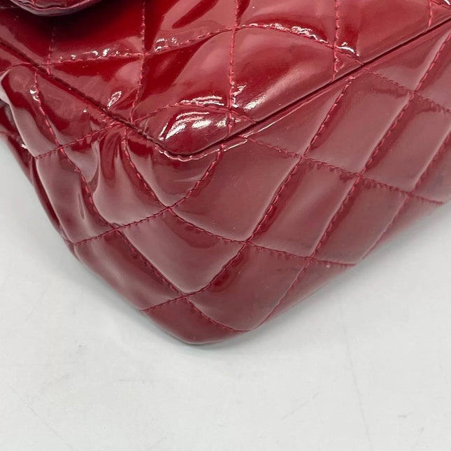 Chanel Classic Flap Medium 2011 Red Patent Leather Silver Hardware