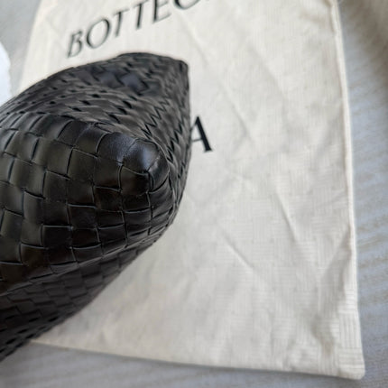 Bottega Veneta Hop Black Intrecciato Leather Maxi Hobo Bag 54cm