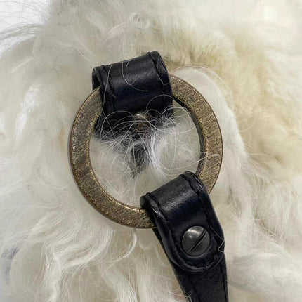 Fendi White Fur FF Logo Flap Shoulder Bag