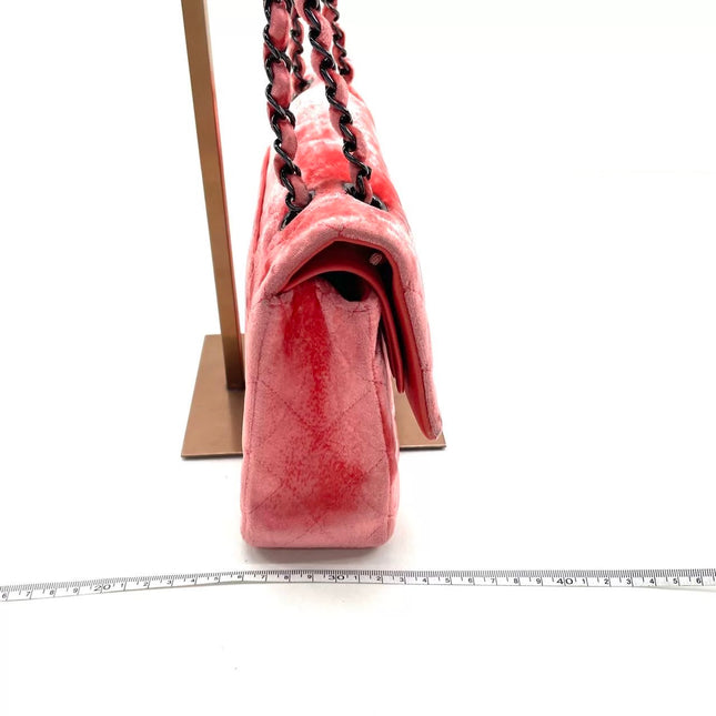Chanel Classic Flap Medium Coral Orange Velvet Silver Hardware