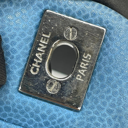 Chanel Timeless Classic Flap Medium Light Blue Caviar Leather Silver Hardware