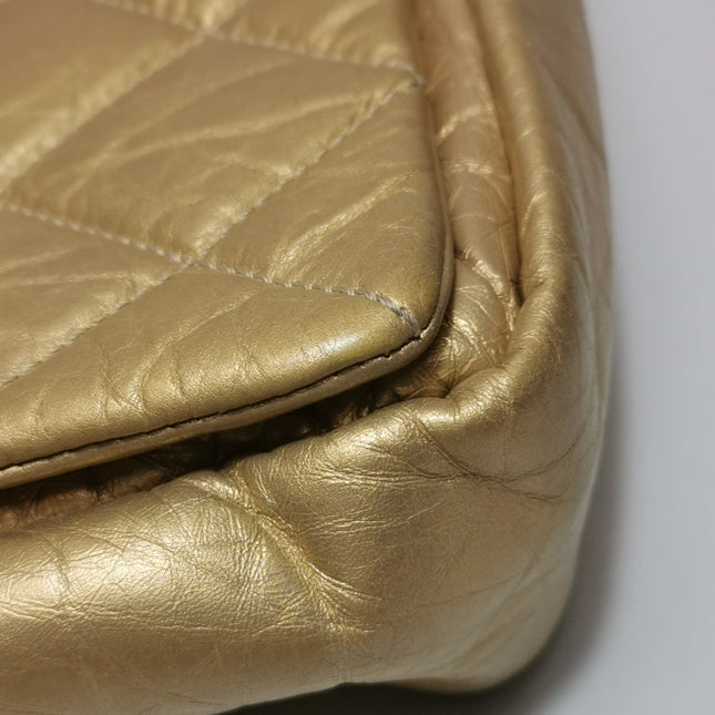Chanel Paris Bombay Pondicherry Flap Bag Quilted Large Gold Shiny Calfskin Leather