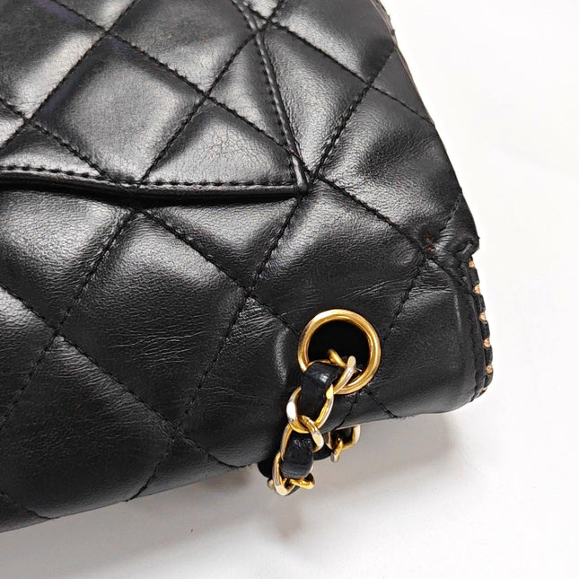 Chanel Classic Flap Medium Happy Stitch Cuir de veau vieilli noir Finitions dorées, 2015-2016