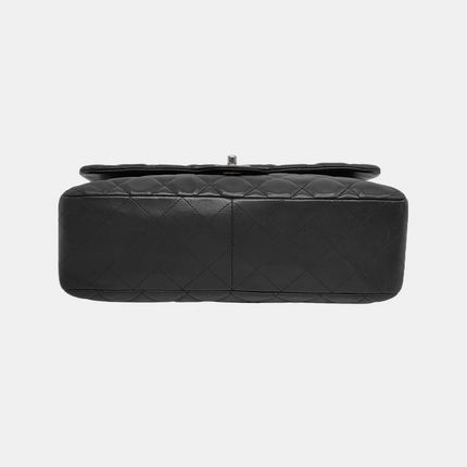 Chanel Classic Flap Jumbo Black Lambskin Leather Single Flap with Silver Hardware
