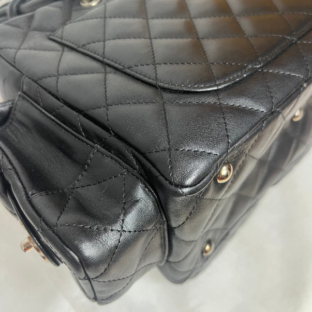 Chanel Cambon Multi-pocket Ligne Reporter Bag Medium Black Calfskin Leather