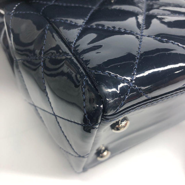 Chanel Coco Shine Small Tote Black Quilted Patent Leather Silver Hardware 2014-15