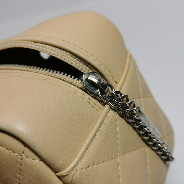 Chanel Cambon Small Shoulder Bag Beige Calfskin Leather Double Strap