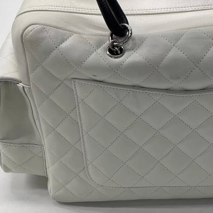Chanel Cambon Multi-pocket Ligne Reporter Bag Large White Calfskin Leather