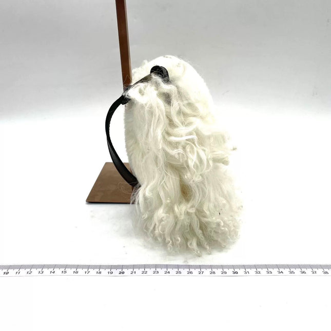 Fendi White Fur FF Logo Flap Shoulder Bag