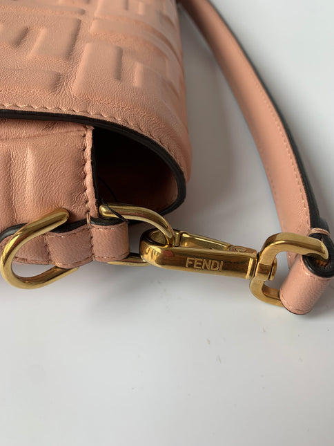 Sold FENDI Baguette Rosa Bourbon Pink Leather 3D FF Motif Crossbody bag