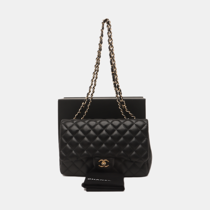 Chanel Classic Flap Jumbo Black Lambskin Leather Single Flap with Gold Hardware, 2010-2011