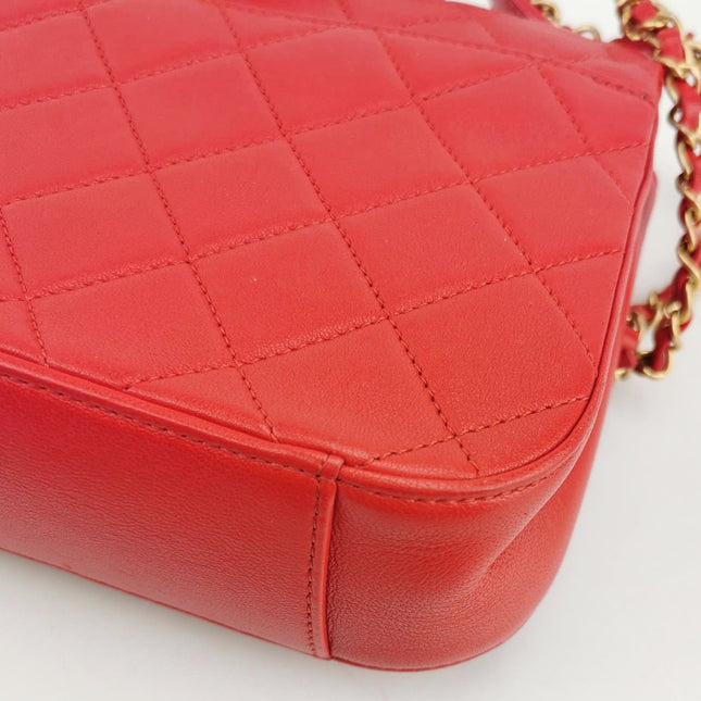 Chanel Chain Infinity Top Handle Caviar Leather Flap Satchel Red