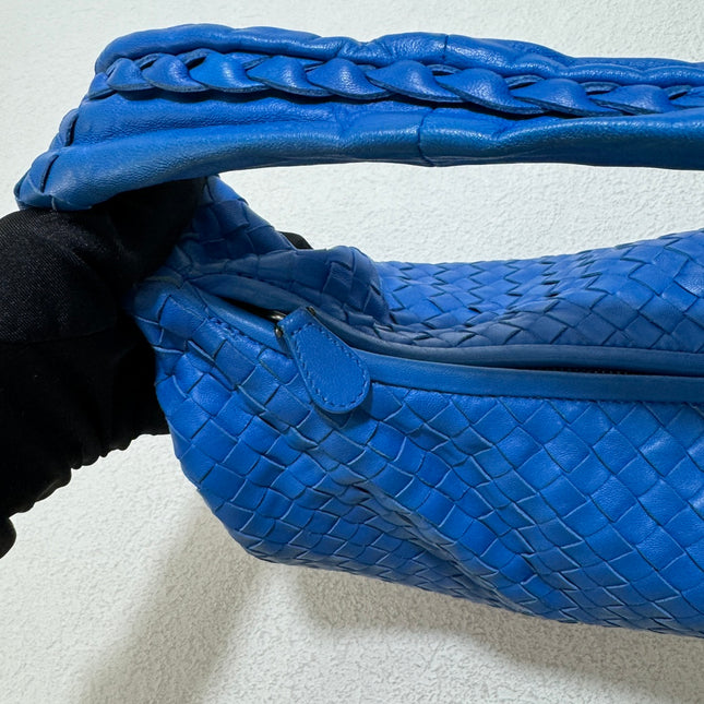 Bottega Veneta Veneta Hobo Medium Royal Blue Intrecciato Leather Bag 40cm