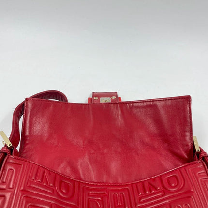 Fendi Baguette 1997 Re-edition 3D Embossed Red Leather Shoulder bag