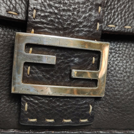 Fendi Baguette Selleria Calfskin Leather Brown Shoulder Bag