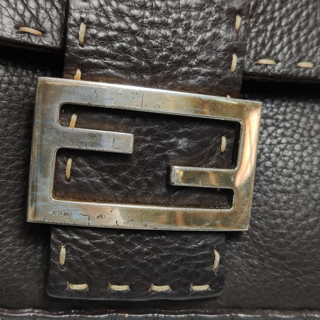 Fendi Baguette Selleria Calfskin Leather Brown Shoulder Bag