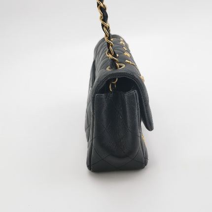 Chanel Classic Flap Mini Egyptian Amulet Black Lambskin Leather Gold Hardware