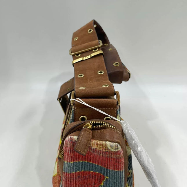 Dior Limited Edition Rare Columnbus Dior Strict Chic Brown Multicolor Velvet Bag