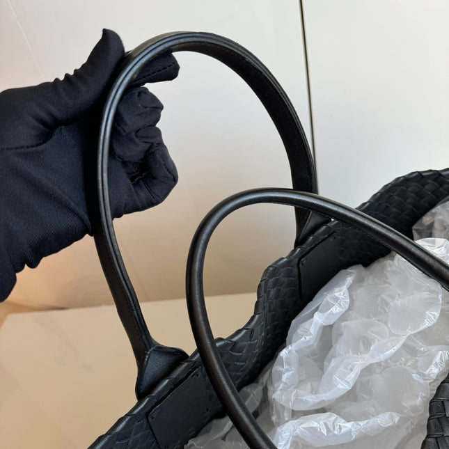 Sold Bottega Veneta Cabat Large Intreccio Leather Tote Bag Black 40cm
