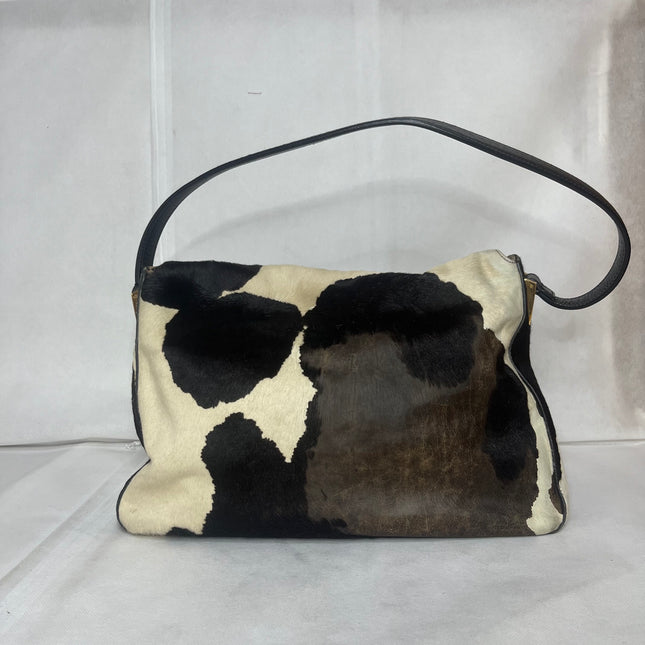 Fendi Mamma Baguette Large Pony hair in Cow Print Black and White