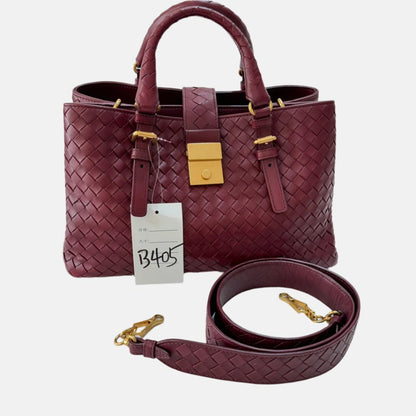 Bottega Veneta Roma Handbag Bag Intrecciato Nappa Leather Burgundy Small 30cm-Luxbags