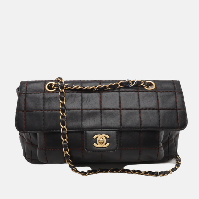 Chanel Chocolate Bar Black Flap Bag Gold Hardware, 2002-2003-Luxbags