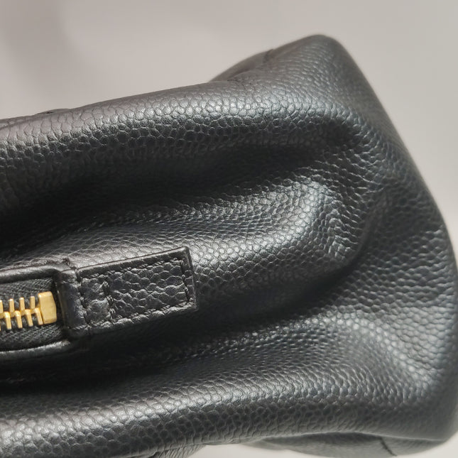Chanel PST Petite Shopping Tote Black Caviar Leather CC Logo Gold Hardware 2012-13