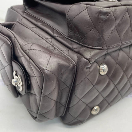 Chanel Cambon Large Dark Brown Calfskin Leather Double Strap Handbag