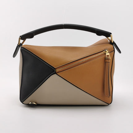 Loewe Puzzle Medium Tricolor Black Yellow Calfskin leather bag