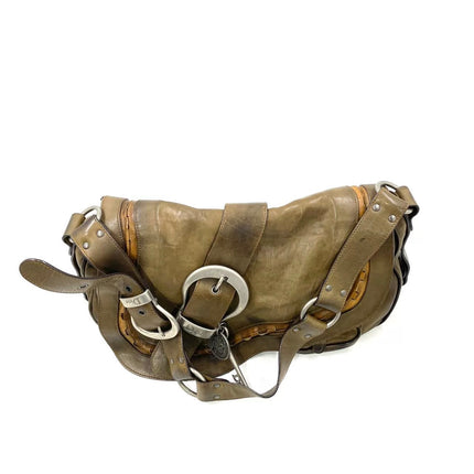Dior Vintage Gaucho Large Brown Leather Crossbody Bag 36cm
