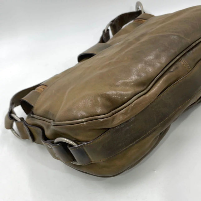 Dior Vintage Gaucho Large Brown Leather Crossbody Bag 36cm
