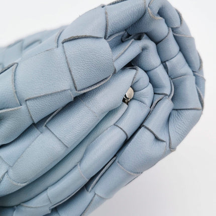 Bottega Veneta Pouch Mini Intrecciato Blue Lambskin Leather Crossbody Bag