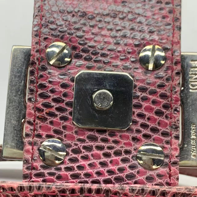 Fendi Baguette Purple Lizard Skin Leather Handbag