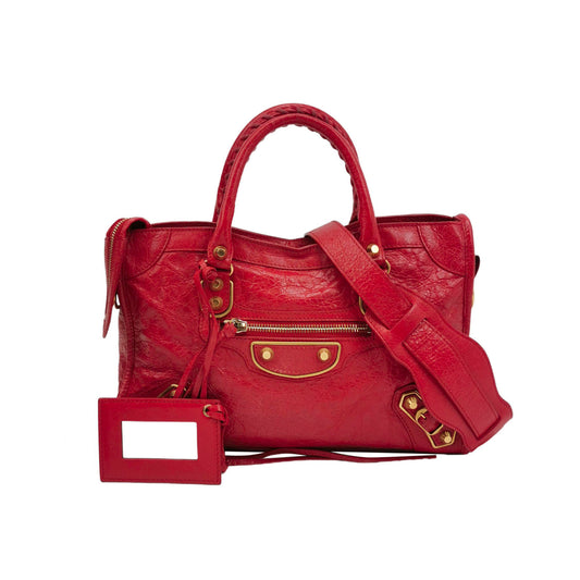 Balenciaga City Bag Red with Gold hardware Small Crossbody Bag-Luxbags