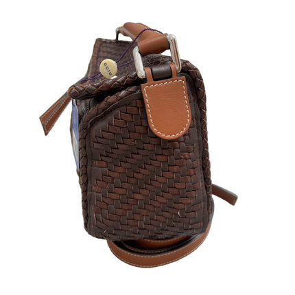 Loewe Puzzle Small Leather Woven Braided Dark Brown Crossbody Bag