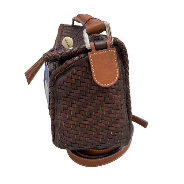Loewe Puzzle Small Leather Woven Braided Dark Brown Crossbody Bag