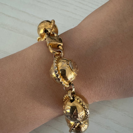 Celine 1990s Gold-tone Triomphe Planet Link Charm Bracelet