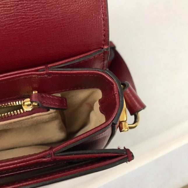 Sold Gucci 1955 Horsebit Leather Shoulder Bag Red Small